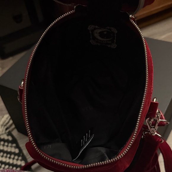 Killstar Red Skull Crossbody Bag Gothic Velvet Purse Tassel Strap EUC - Picture 8 of 13